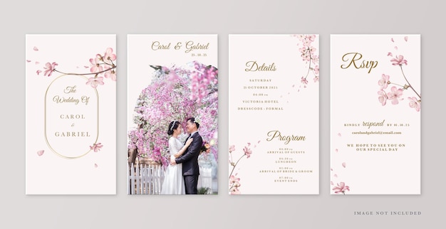 PSD ピンクの桜と結婚式のinstagramストーリー