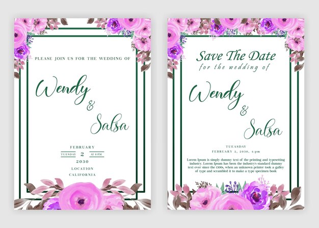 PSD wedding invination watercolor psd premium