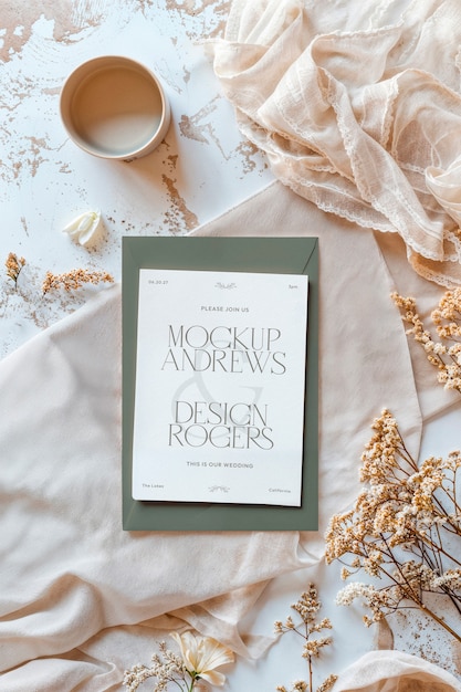 wedding invitation  arrangement mockup