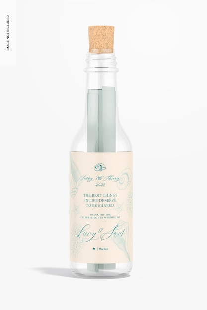 Wedding Invitation in a Bottle Mockup, Close Up