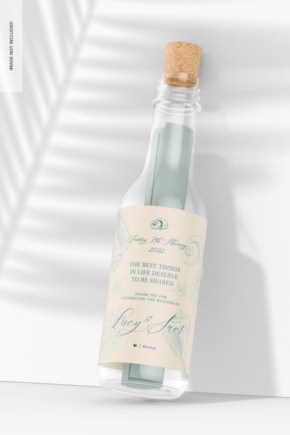 Wedding Invitation in a Bottle Mockup, Leaned