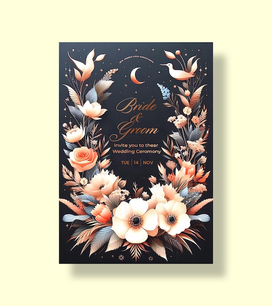 PSD wedding invitation card design free template