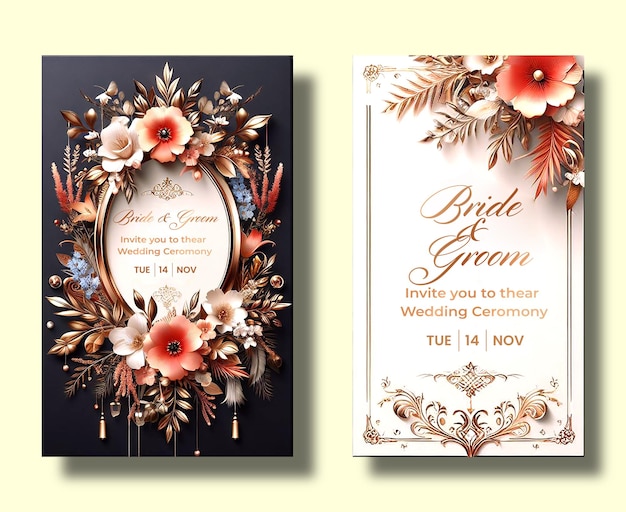 PSD wedding invitation card design free template