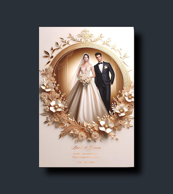 PSD wedding invitation card design free template