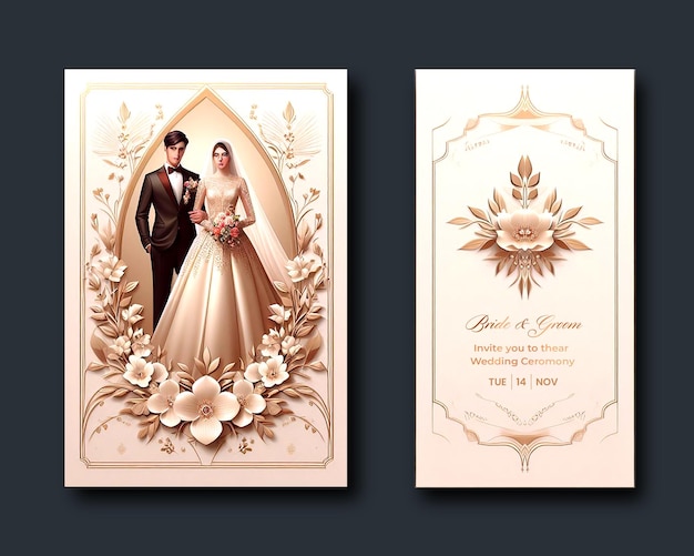 PSD wedding invitation card design free template