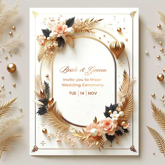 PSD wedding invitation card design free template