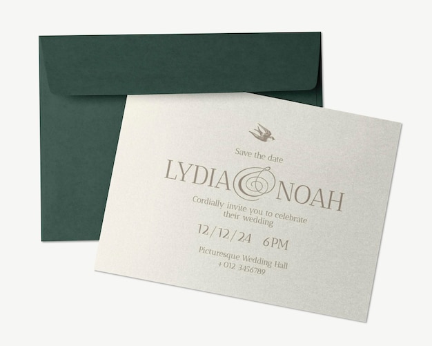 結婚式の招待カードのモックアップ psd