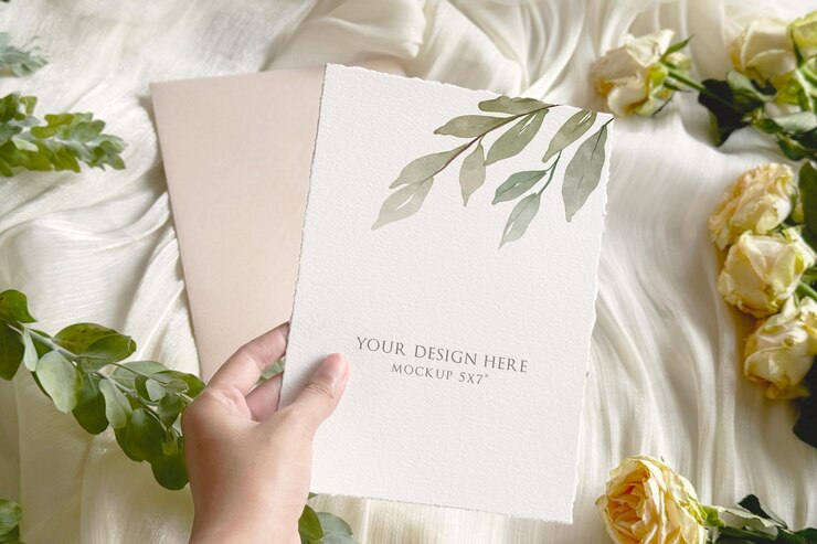 PSD wedding invitation card mockup stationary