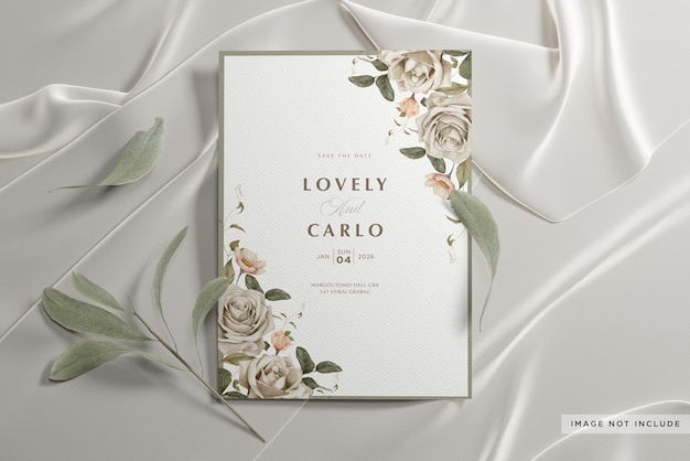 PSD wedding invitation card mockup