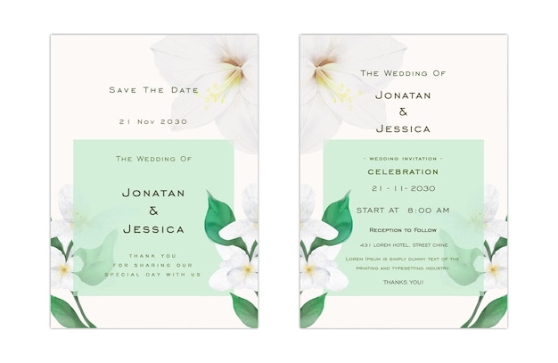 PSD wedding invitation card suite with daisy flower templates psd