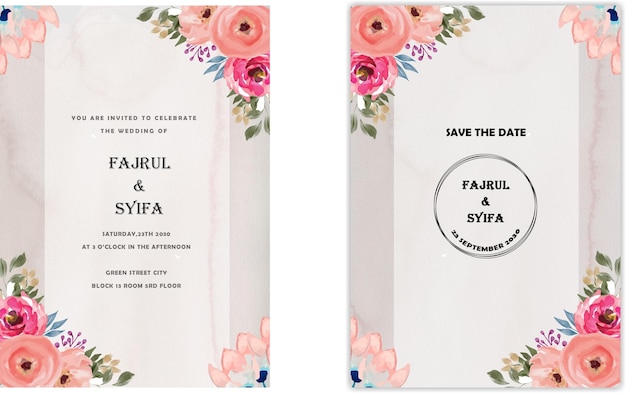 Wedding invitation card template psd