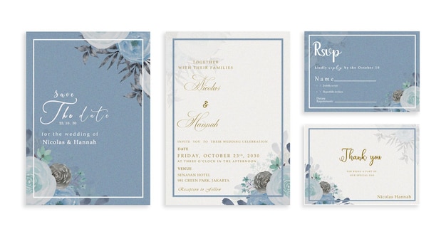 Wedding invitation card template  psd