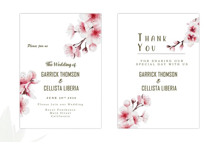 PSD wedding invitation card template set with white rose bouquet wreath leave watercolor psd