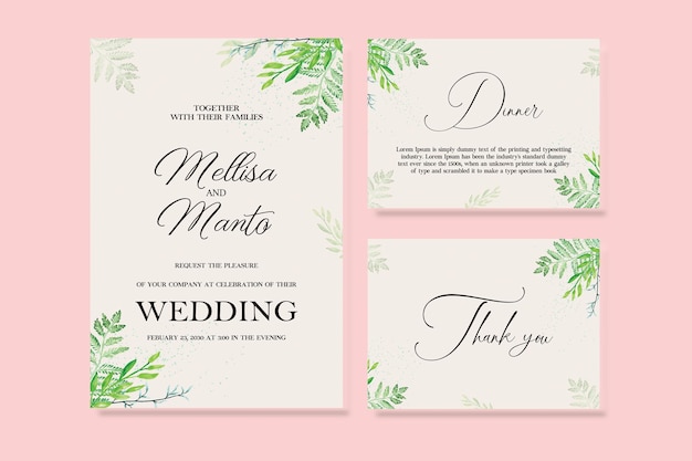 PSD テキストと花のプレミアムpsdと結婚式の招待カードのテンプレート