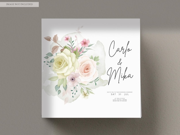 Wedding invitation card with beautiful hand drawn floral