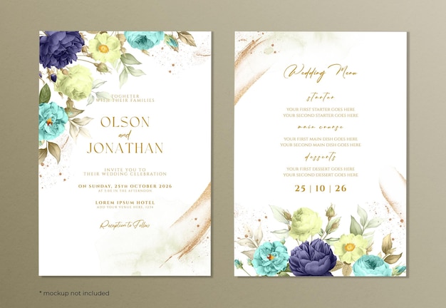 Wedding invitation card with romantic floral