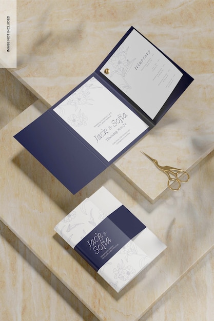 Wedding Invitation Cards with Label Mockup
