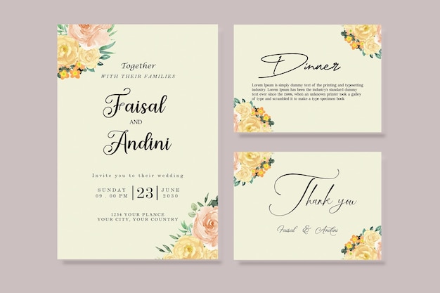 Wedding invitation elegant invite thank you premium