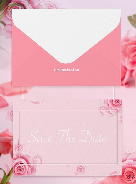 PSD Макет конверта для приглашения на свадьбу