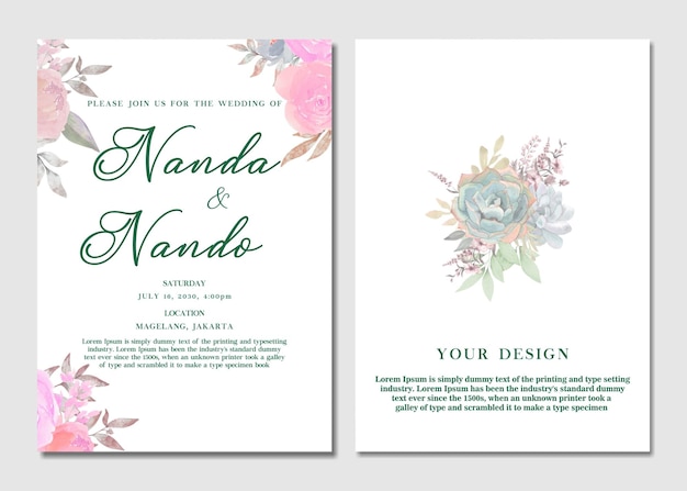 Wedding invitation floral psd