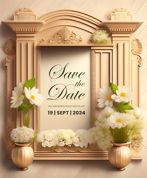 Wedding invitation greeting cards elegant vintage style