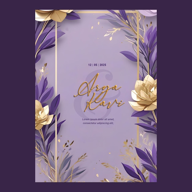 PSD wedding invitation greeting cards elegant vintage style