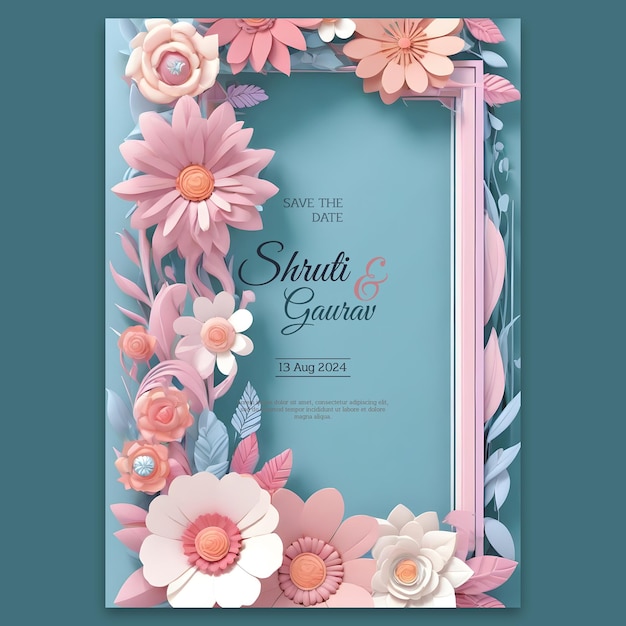 Wedding invitation greeting cards elegant vintage style