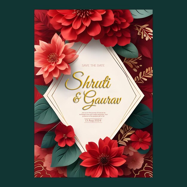 PSD wedding invitation greeting cards elegant vintage style