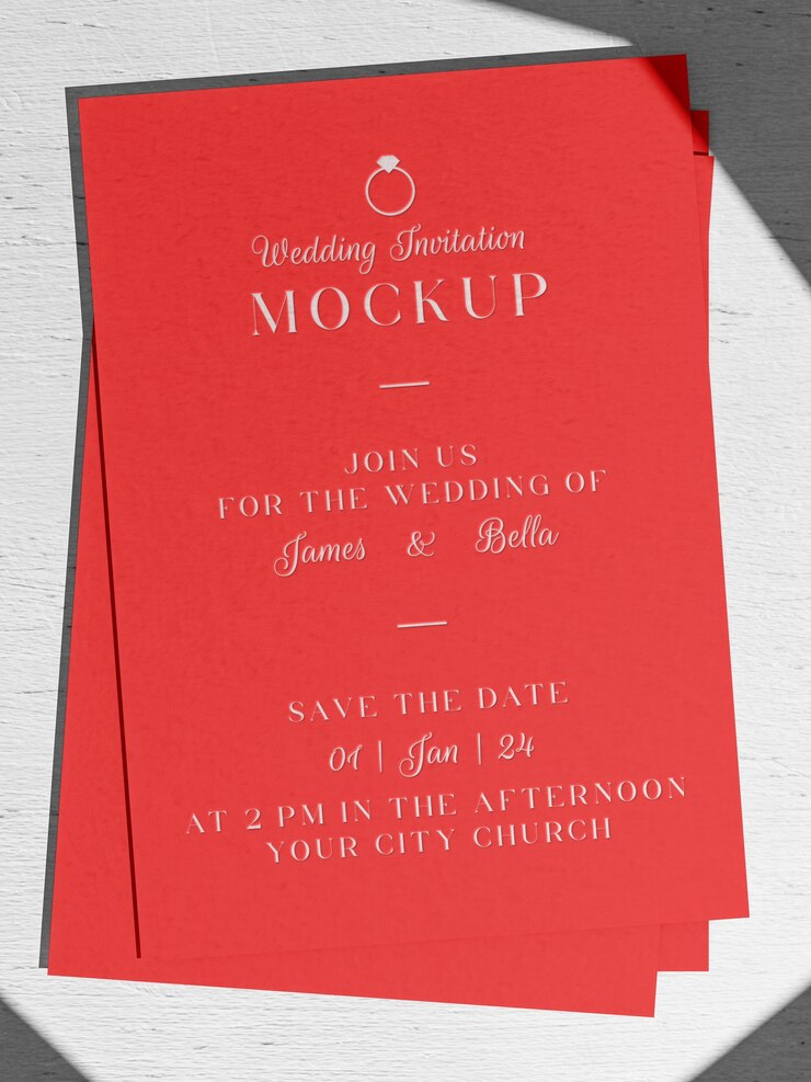 PSD wedding invitation logo mockup