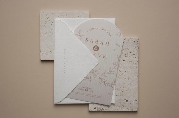 Wedding invitation mock-up with natural background