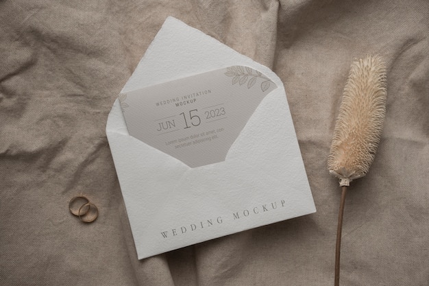 Wedding invitation mock-up with natural background