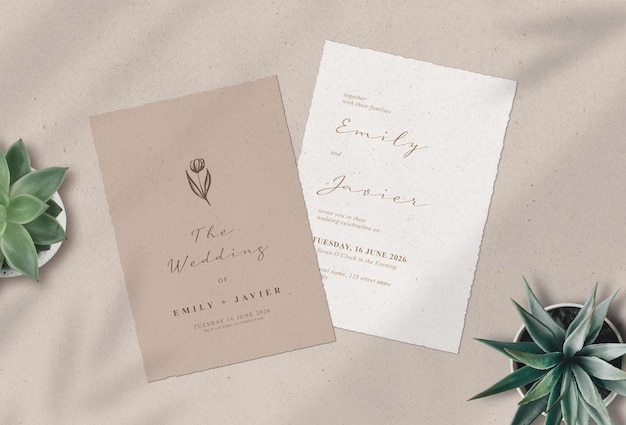 PSD wedding invitation mockup