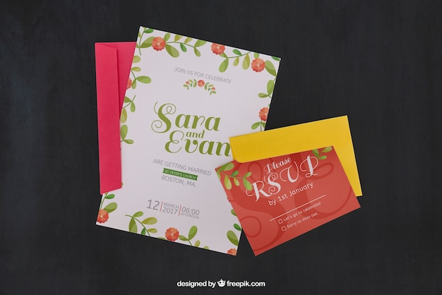 wedding invitation set mockup