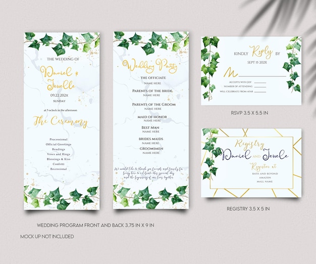 Wedding invitation set template peony black design leaf minimalist elegant classic template