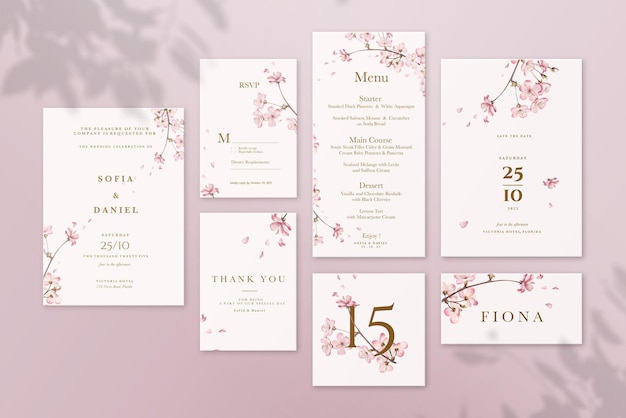 Wedding Invitation Set with Sakura