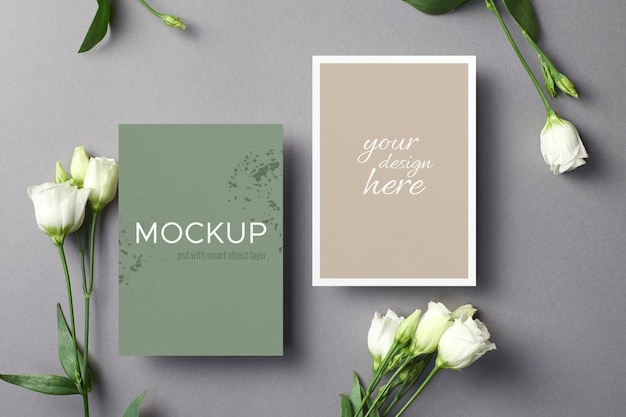 Wedding invitation stationery card mockup with front and back sides