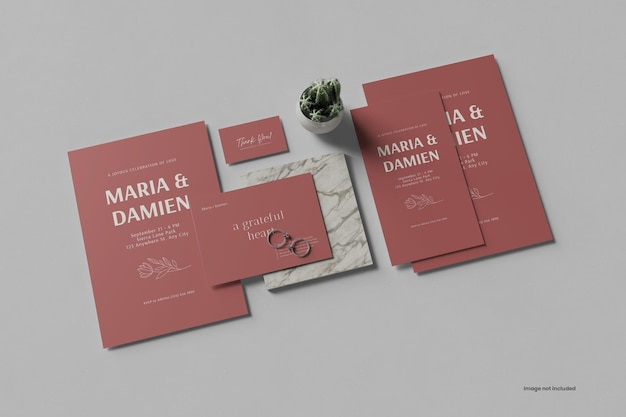 Wedding invitation stationery mockup