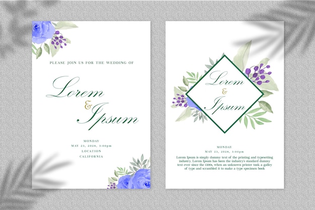 結婚式の招待状のテンプレートカードのデザインpsd