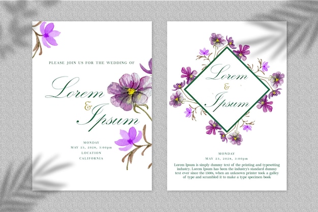 Wedding invitation template card design psd