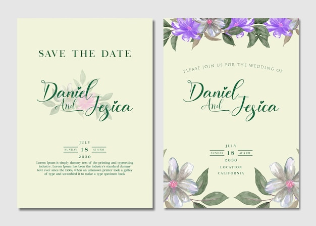 Wedding invitation template card design PSD