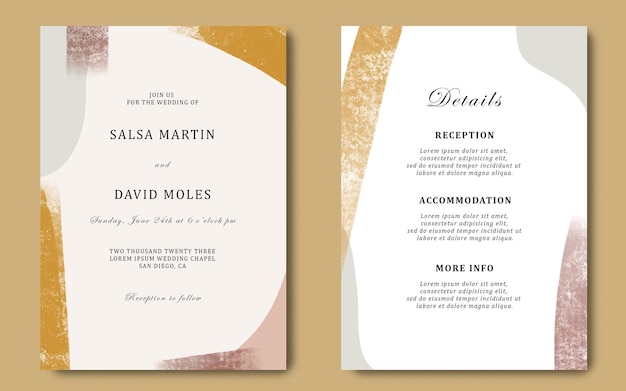 Wedding invitation template with abstract background