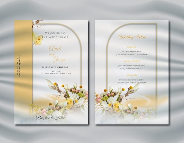 Wedding invitation template with beautiful floral