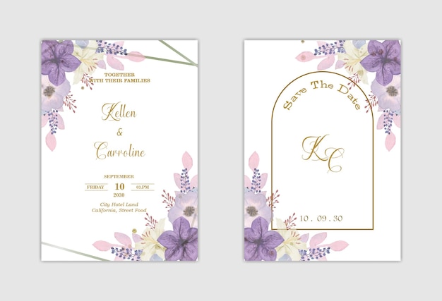 PSD wedding invitation template with cherry blossom premium psd