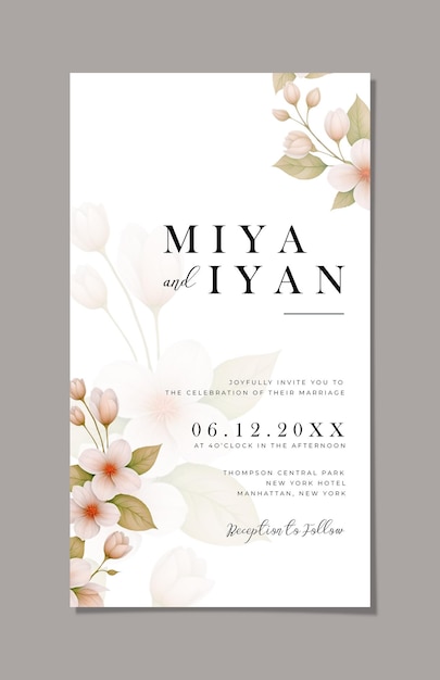 꽃 바탕 을 가진 결혼식 초청서 템플릿