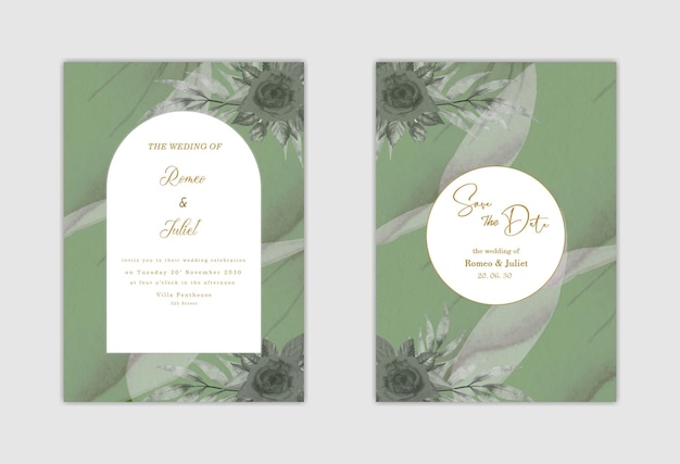 PSD 緑の桜プレミアムpsdと結婚式の招待状のテンプレート