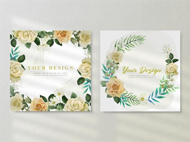 wedding invitation template yellow flowers