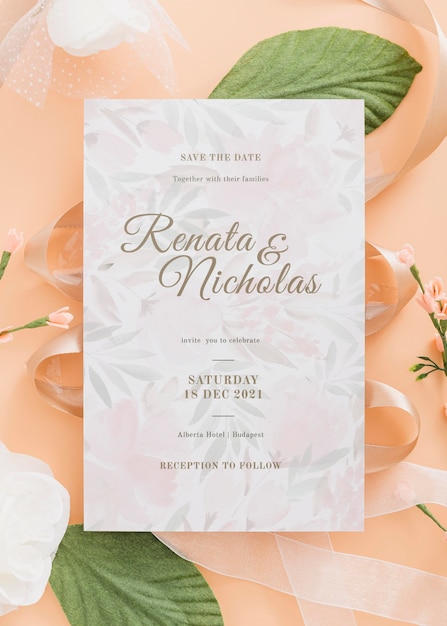 PSD wedding invitation above view