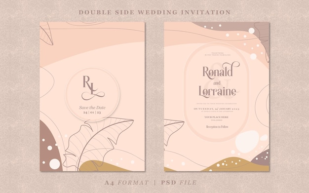 PSD wedding invitation with abstract background template