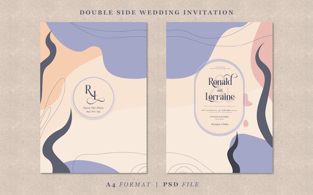 PSD wedding invitation with abstract background template