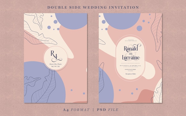 PSD wedding invitation with abstract background template